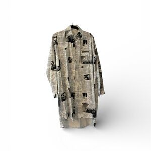 Stylish Newspaper Print Women's Coat